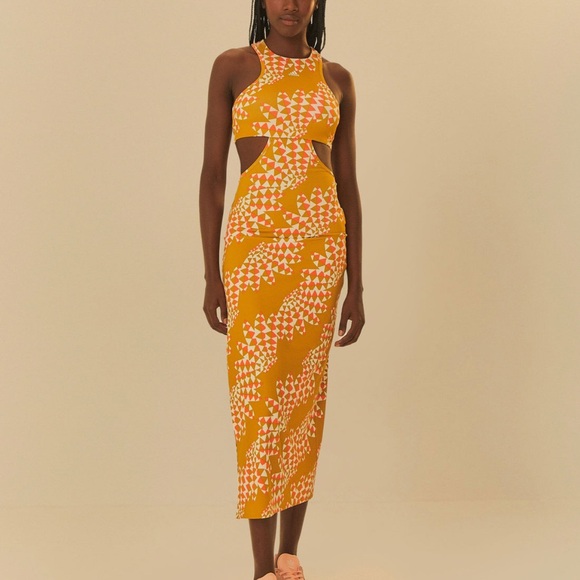 Adidas Women's Victory Gold adidas x FARM Rio Premium Dress - Picture 1 of 4